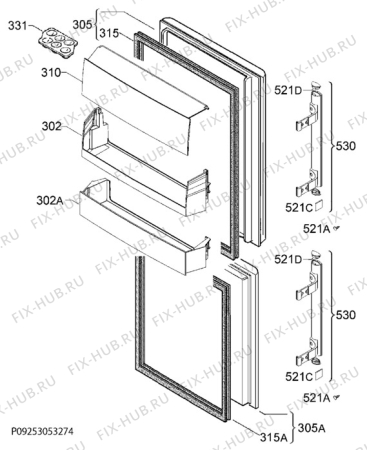 Взрыв-схема холодильника Electrolux EN3850DOX - Схема узла Door 003